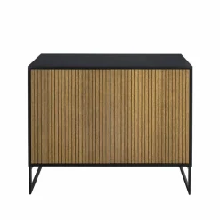 Line skänk walnut/black 2dörrar+1hylla svarta metallben