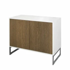 Line skänk walnut/white 2dörrar+1hylla kromben