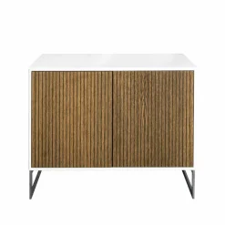 Line skänk walnut/white 2dörrar+1hylla kromben