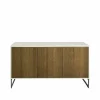 Line skänk walnut/white 3dörrar+2hyllor kromben
