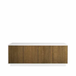 Line skänk walnut/white 4dörrar+1+1hylla sockel