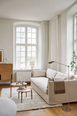 Linnevik soffa Same Beige 6670-vitoljad ek 4-sits med kappa