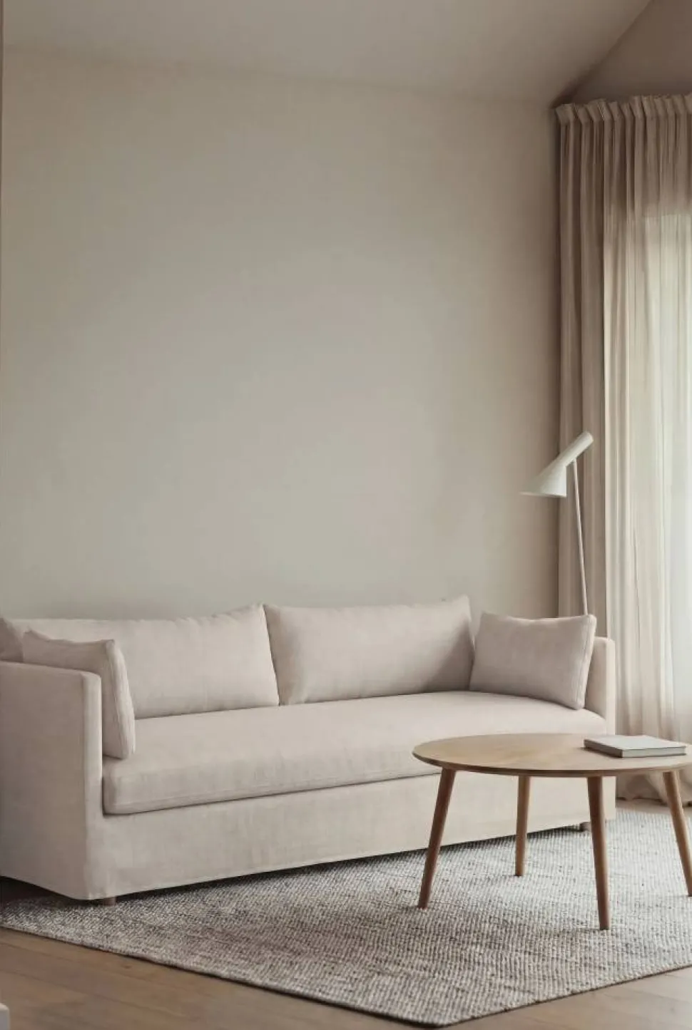 Linnevik soffa Same Off White 6671-vitoljad ek 4-sits med kappa