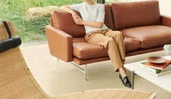 Lissoni soffa 2-sits PL112S Grace-dark brown-mattborstad krom
