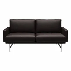 Lissoni soffa 2-sits PL112S Grace-dark brown-mattborstad krom
