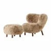 Little Petra VB1 fåtölj inkl. pouf ATD1 Oljad valnöt-Sheepskin honey
