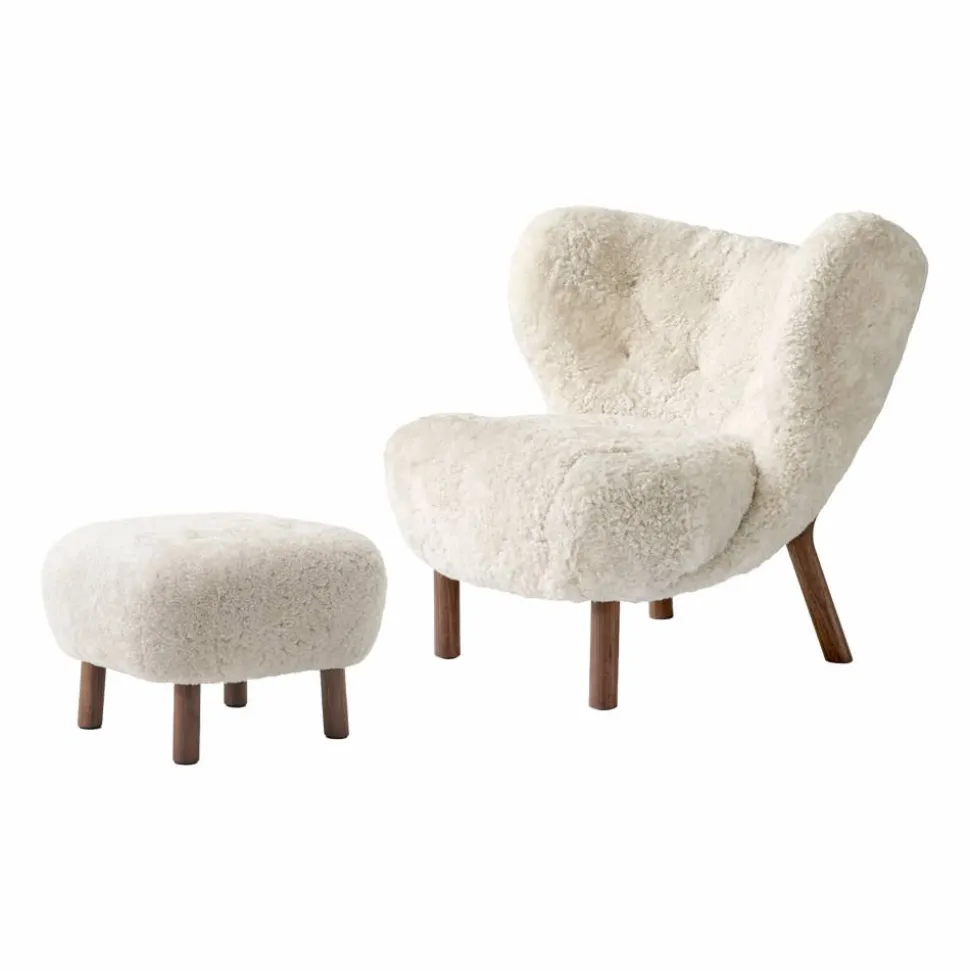 Little Petra VB1 fåtölj inkl. pouf ATD1 Oljad valnöt-Moonlight