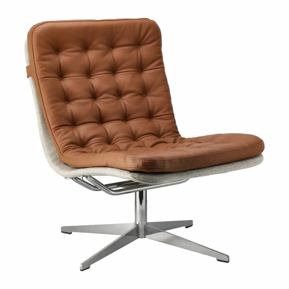 Loholm fåtölj med snurrfunktion Konjaksfärgat läder-Bern Beige 0341