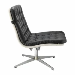 Loholm fåtölj med snurrfunktion Svart läder-Bern Beige 0341