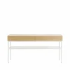 Luc 160 konsolbord vitbetsad ek (p2) marmorskiva stativ white