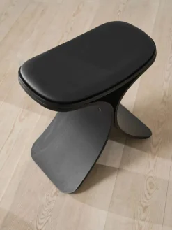 Luno pall 48x28x72 cm Svart ek-svart läder