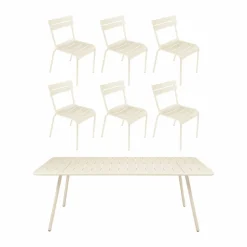Luxembourg bord 207x100 cm + 6 stolar Latte beige