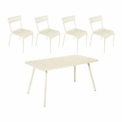 Luxembourg bord 143x80 cm + 4 stolar Latte beige