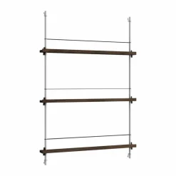 Magazine Shelving tidningsställ Rökt ek-rostfritt stål 85x115x7 cm MS.115.1
