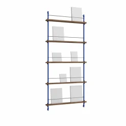 Magazine Shelving tidningsställ Rökt ek-deep blue 85x180x7 cm MS.180.1