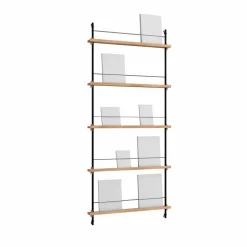 Magazine Shelving tidningsställ Ek-black 85x180x7 cm MS.180.1
