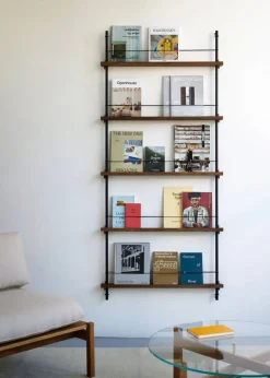 Magazine Shelving tidningsställ Ek-rostfritt stål 85x180x7 cm MS.180.1