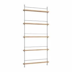 Magazine Shelving tidningsställ Ek-rostfritt stål 85x180x7 cm MS.180.1