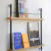 Magazine Shelving tidningsställ Rökt ek-warm grey 85x180x7 cm MS.180.1