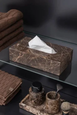 Marble näsdukslåda 14x25 5 cm Brun