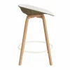 Mat Barstool barpall framsideklädd 65 cm Hallingdal 110-seaweed-beech-cream steel