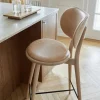 Mater High Stool Backrest barstol låg läder natural mattlackat ekstativ