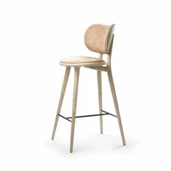 Mater High Stool Backrest barstol låg läder natural mattlackat ekstativ