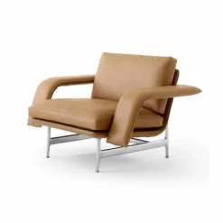 Meantime AV29 loungefåtölj Pol. aluminium-Noble leather cognac