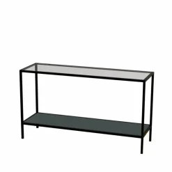 2000 Metall avlastningsbord svart 1 glasskiva 1 träskiva