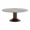 Midst soffbord Grey marble-dark red Ø90 cm