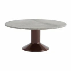 Midst soffbord Grey marble-dark red Ø90 cm