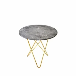 Mini O Table soffbord Marmor grå mässingstativ