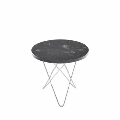 Mini O Table soffbord Marmor marquina rostfritt stativ