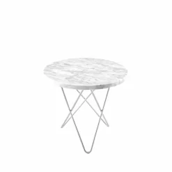 Mini O Table soffbord Marmor vit rostfritt stativ