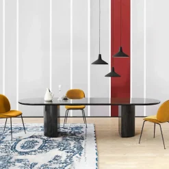 Moon matbord ellips oak brown/black stained