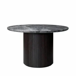 Moon matbord runt marble grey Ø120 cm brun/svartbetsad fot