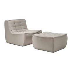 N701 fotpall 70x70 cm Tyg Ecru beige