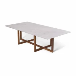Ninety soffbord 60x120 cm smoked oak underrede Vit marmor