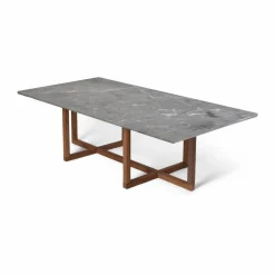 Ninety soffbord 60x120 cm smoked oak underrede Grå marmor