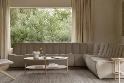 N701 modulhörnsoffa med rakt hörn tyg Ecru Beige 301x231 cm