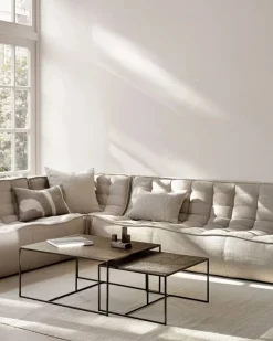 N701 modulhörnsoffa med rundat hörn tyg Beige 330x260 cm