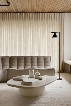 N701 modulhörnsoffa med rundat hörn tyg Ecru Beige 301x171 cm