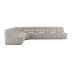 N701 modulhörnsoffa med rundat hörn tyg Ecru Beige 301x171 cm