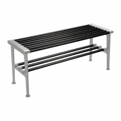 Nostalgi bänk 100 cm Svartbetsad ek-aluminium