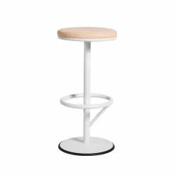 Orbit barpall låg Vitlack matt ljusbrunt läder