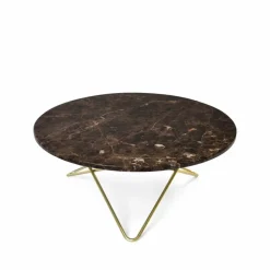 O Table soffbord marmor brun mässingstativ