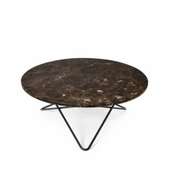 O Table soffbord marmor brun svartlackat stativ