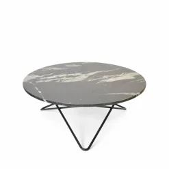 O Table soffbord Marmor svart svartlackat stativ