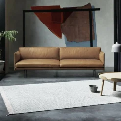 Outline soffa 3-sits läder Cognac-svarta ben