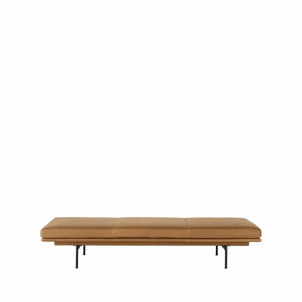 Outline dagbädd Refine leather cognac-Black